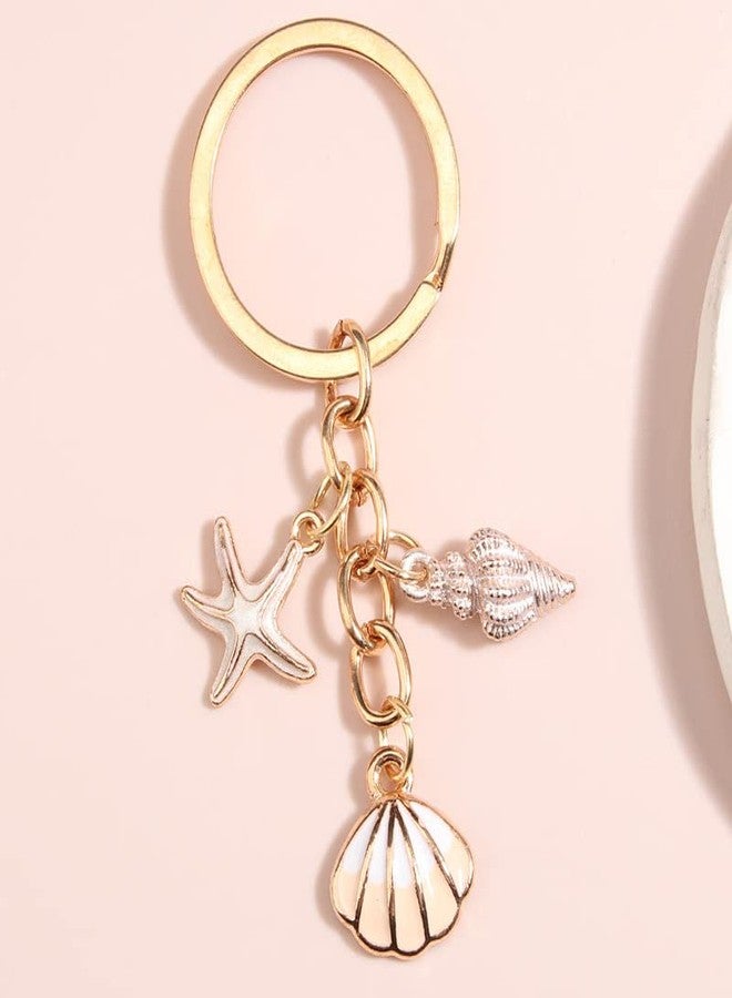 POYAMUSE Seashell and Starfish Keychain - Beach-Themed Keychain for Women, Starfish and Seashell Design - Conch - Image 3